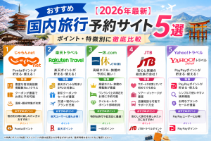 おすすめ国内旅行予約サイト5選【2026年最新】ポイント・特徴別に徹底比較